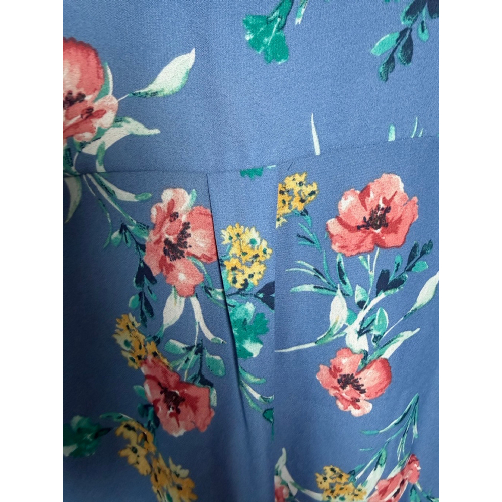 Pink Rose Blue Floral Button Down Shirt M - Picture 6 of 7